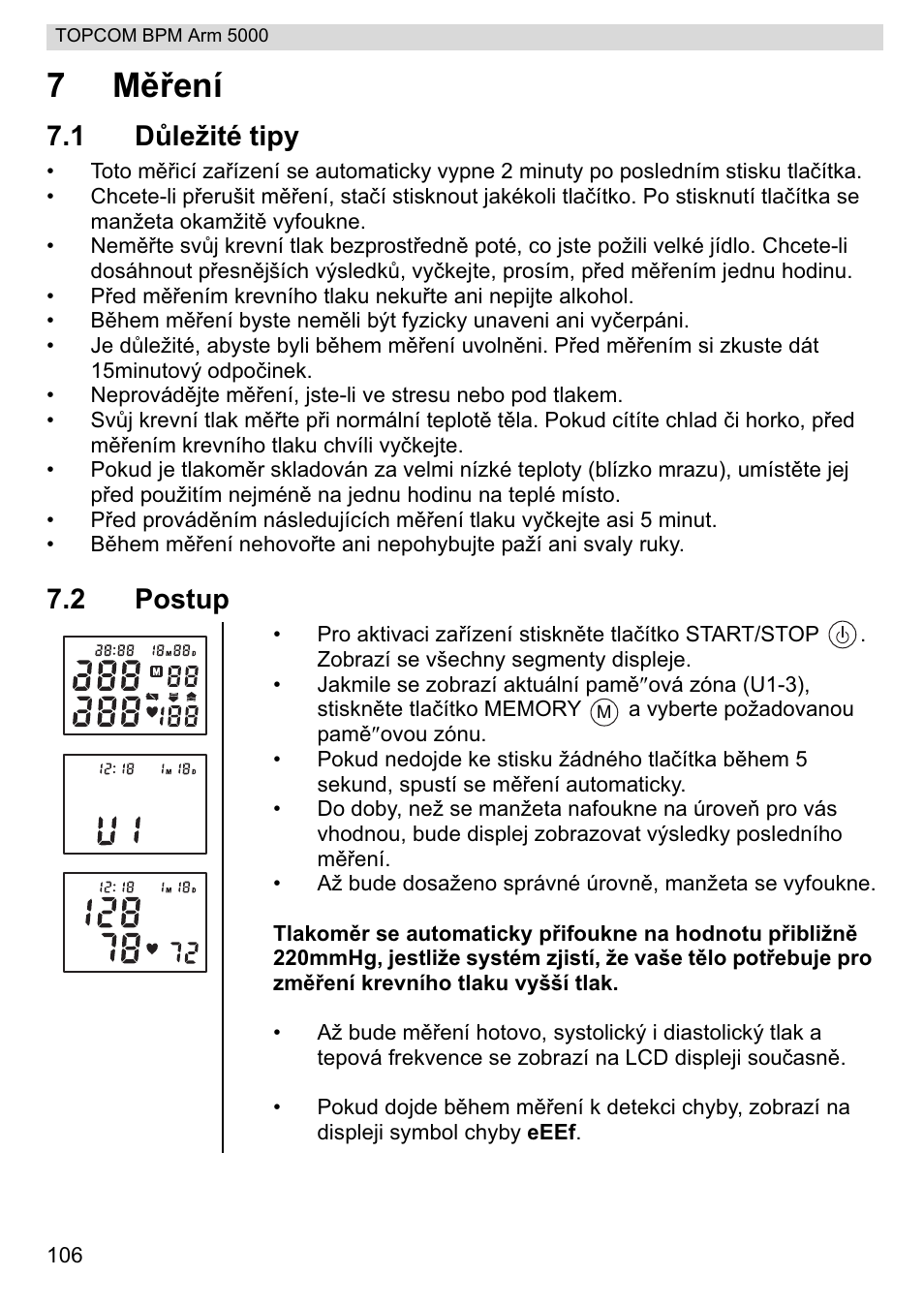 7mčĝení, 1 dĥležité tipy, 2 postup | Topcom BPM ARM 5000 User Manual | Page 106 / 160