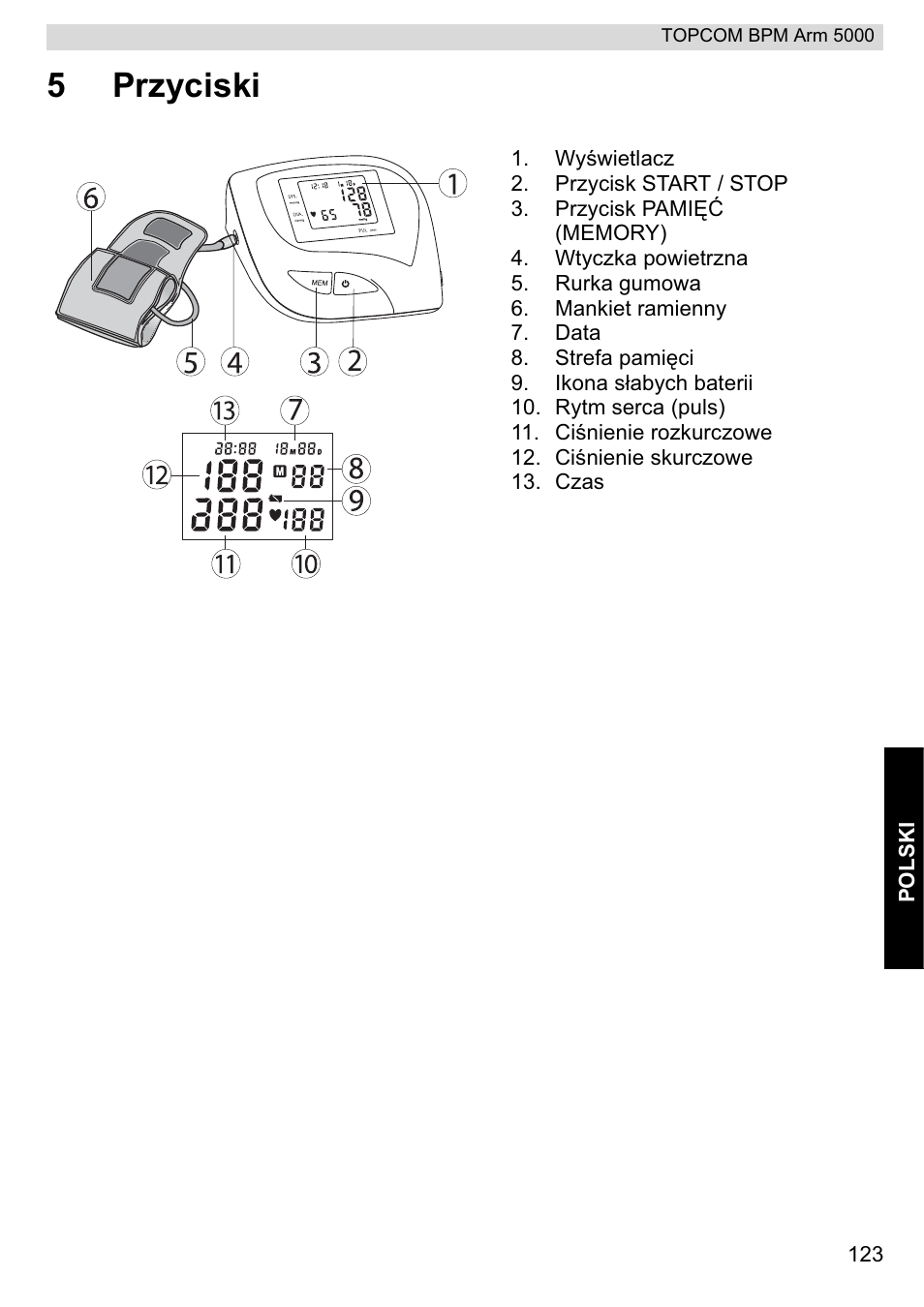 5przyciski | Topcom BPM ARM 5000 User Manual | Page 123 / 160