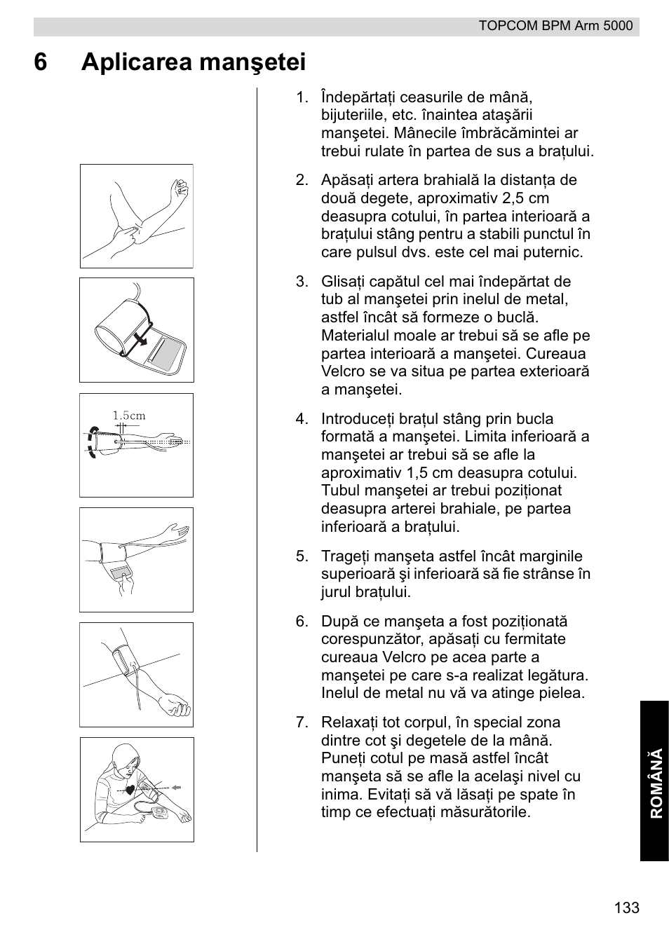 6aplicarea manúetei | Topcom BPM ARM 5000 User Manual | Page 133 / 160