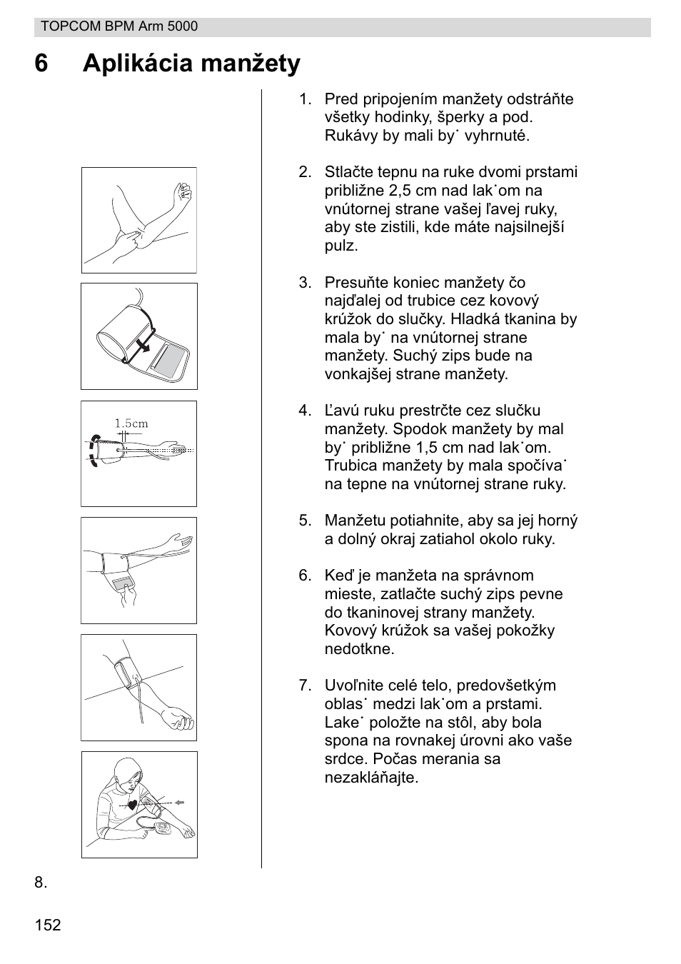 6aplikácia manžety | Topcom BPM ARM 5000 User Manual | Page 152 / 160