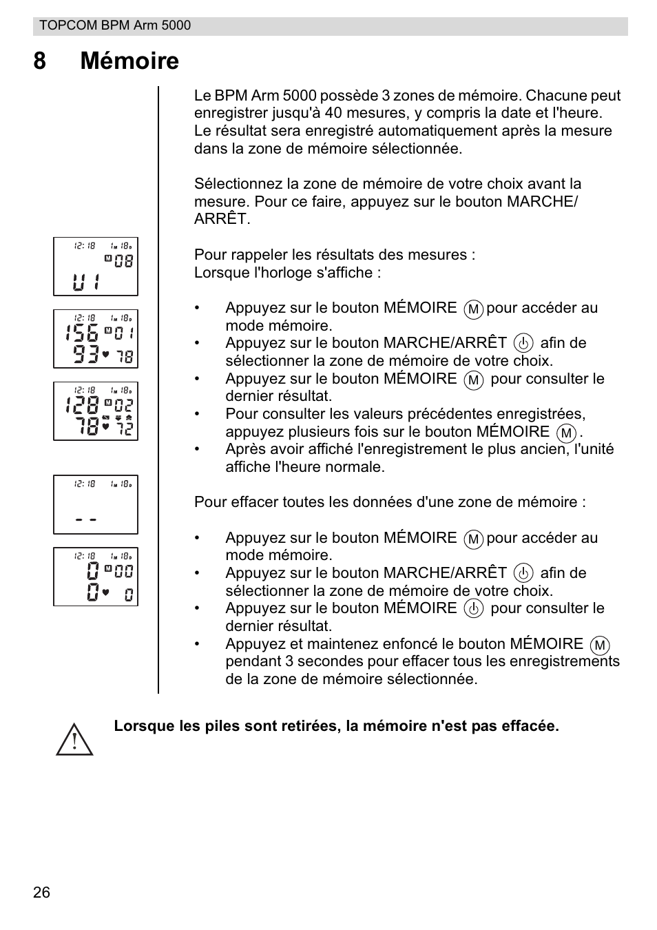 8mémoire | Topcom BPM ARM 5000 User Manual | Page 26 / 160