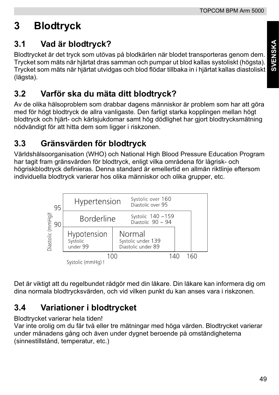 3blodtryck | Topcom BPM ARM 5000 User Manual | Page 49 / 160