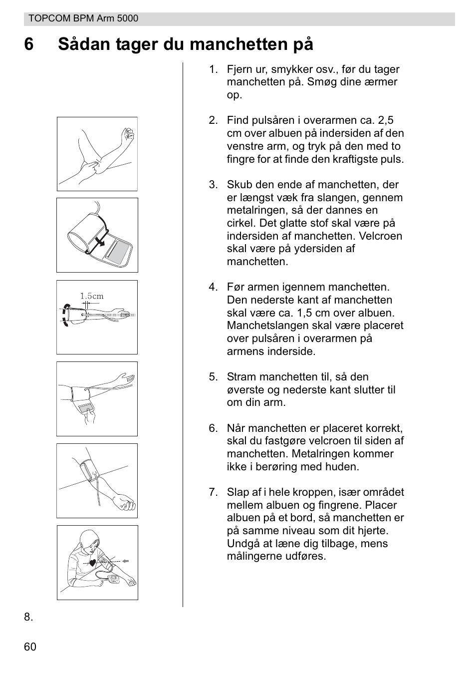 6sådan tager du manchetten på | Topcom BPM ARM 5000 User Manual | Page 60 / 160