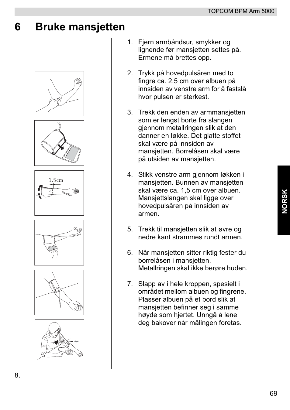 6bruke mansjetten | Topcom BPM ARM 5000 User Manual | Page 69 / 160