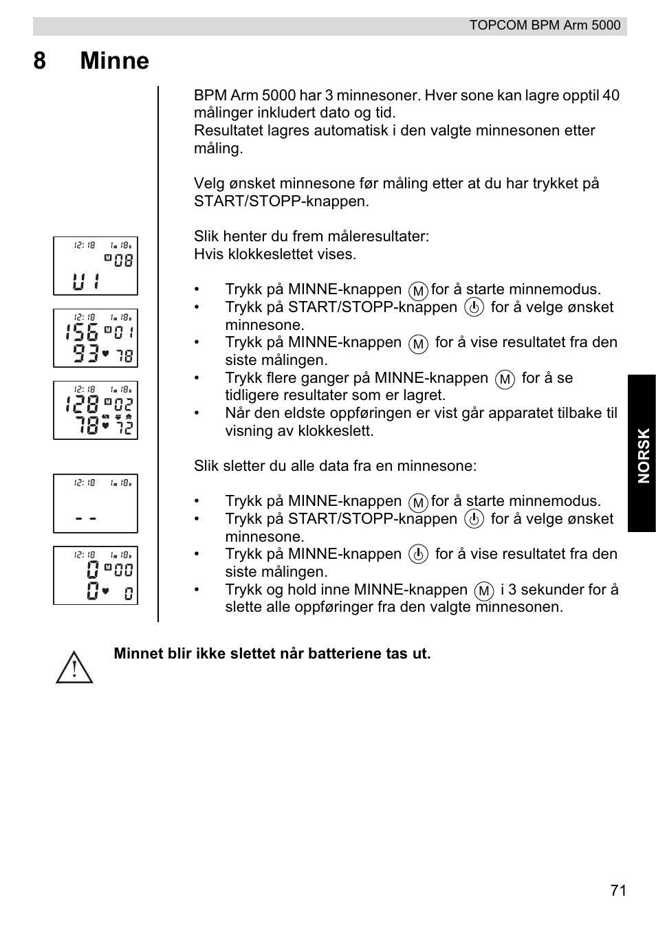 8minne | Topcom BPM ARM 5000 User Manual | Page 71 / 160