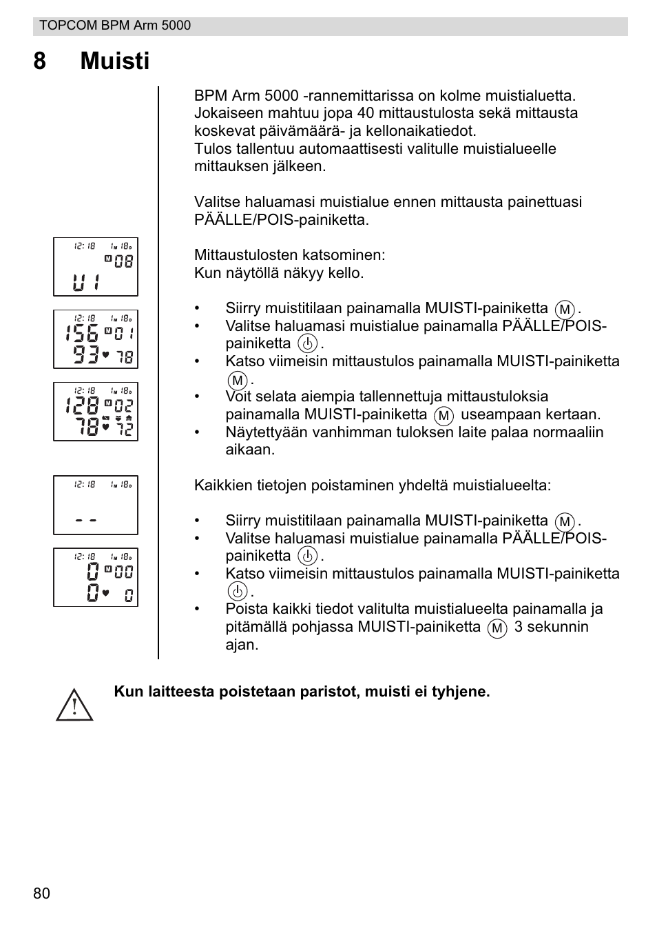 8muisti | Topcom BPM ARM 5000 User Manual | Page 80 / 160