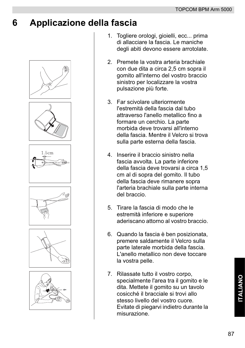 6applicazione della fascia | Topcom BPM ARM 5000 User Manual | Page 87 / 160