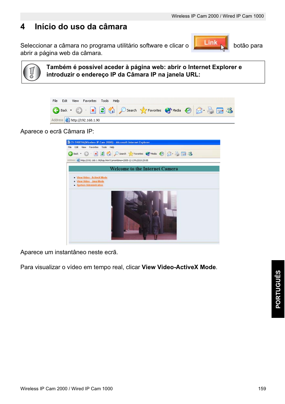 4início do uso da câmara | Topcom HBM 1000 User Manual | Page 159 / 168