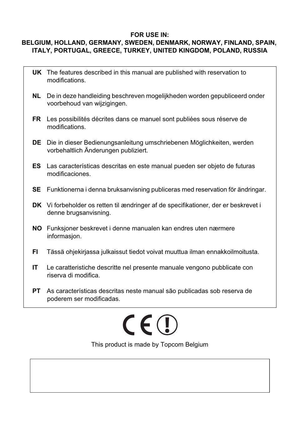 Topcom HBM 1000 User Manual | Page 2 / 168