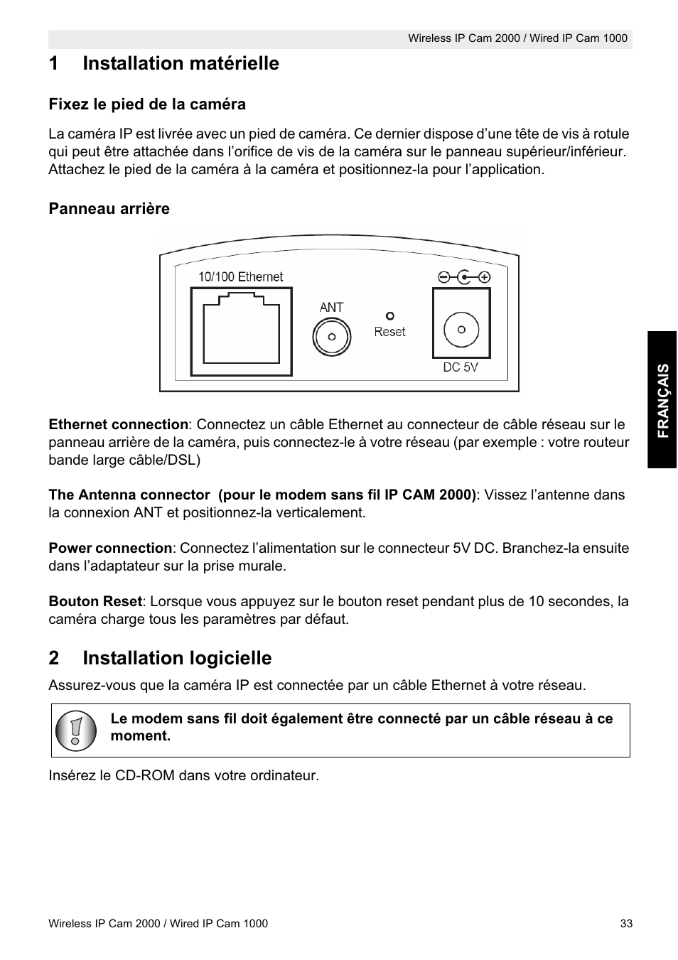 1installation matérielle, 2installation logicielle | Topcom HBM 1000 User Manual | Page 33 / 168