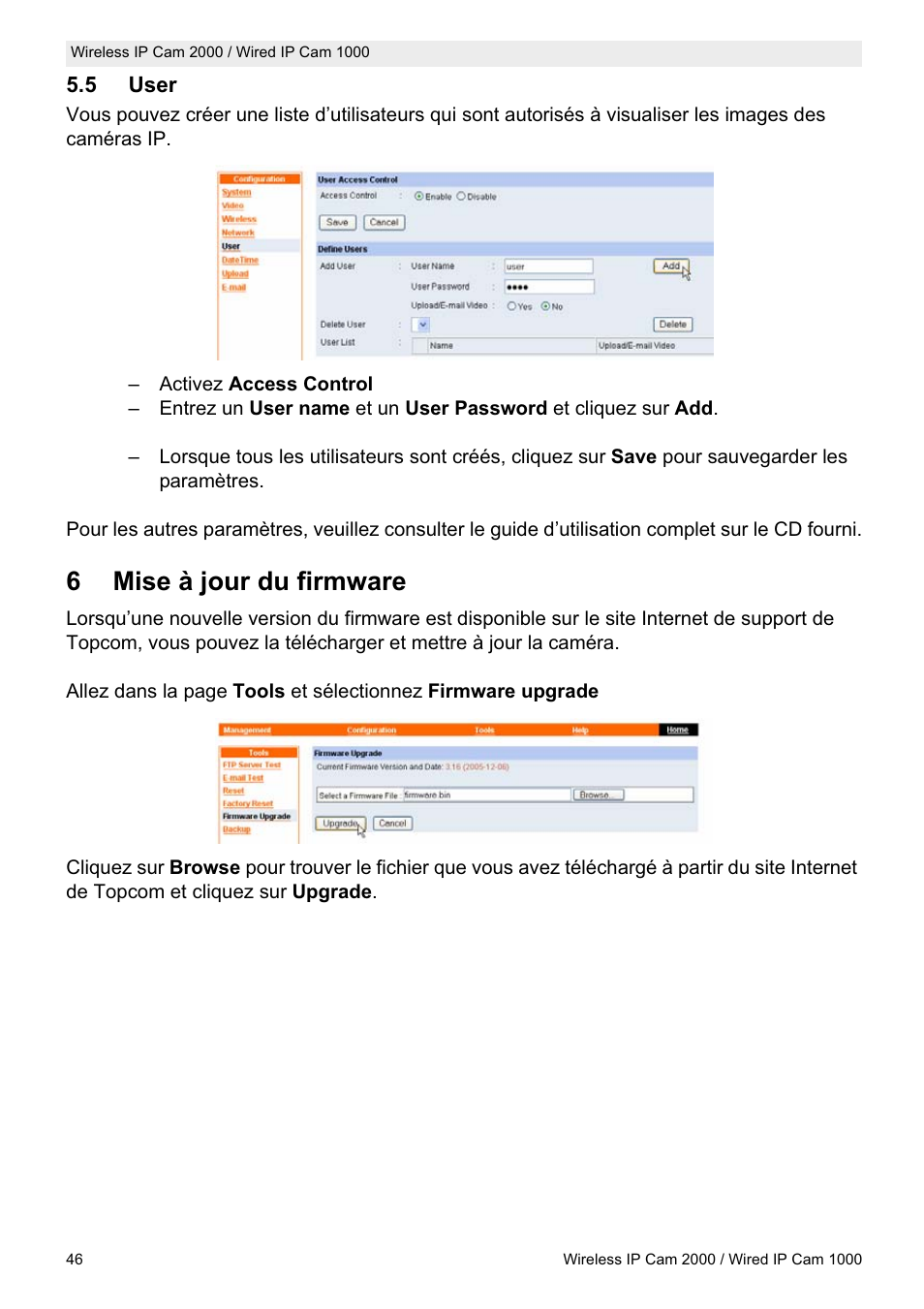 6mise à jour du firmware | Topcom HBM 1000 User Manual | Page 46 / 168