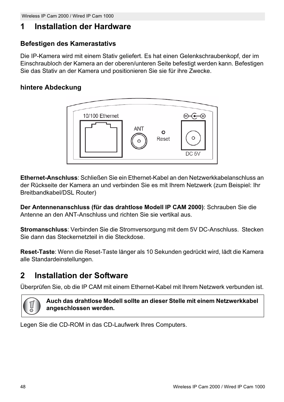 1installation der hardware, 2installation der software | Topcom HBM 1000 User Manual | Page 48 / 168