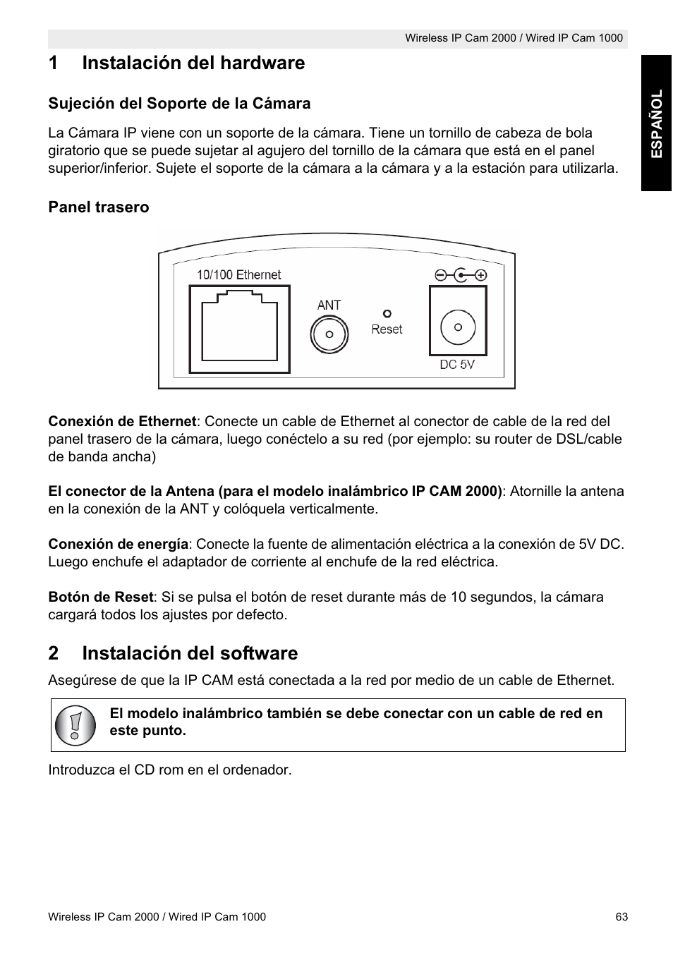 1instalación del hardware, 2instalación del software | Topcom HBM 1000 User Manual | Page 63 / 168