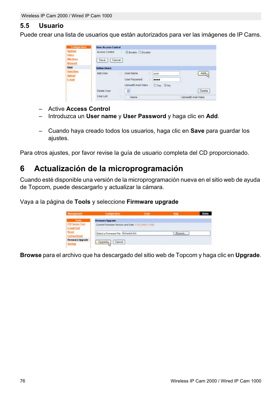 6actualización de la microprogramación | Topcom HBM 1000 User Manual | Page 76 / 168