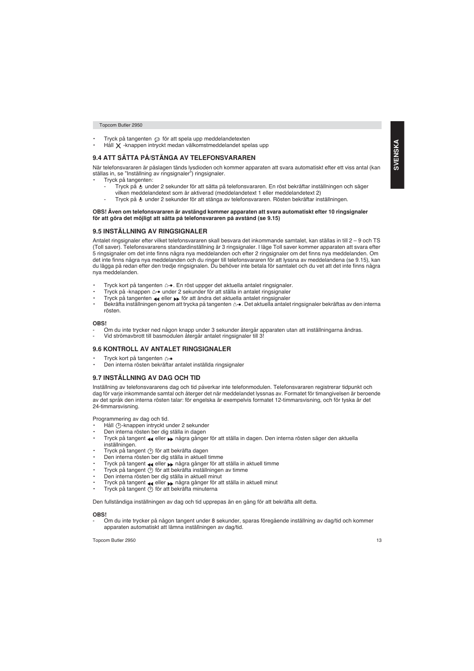 Topcom BUTLER 2950 User Manual | Page 13 / 80