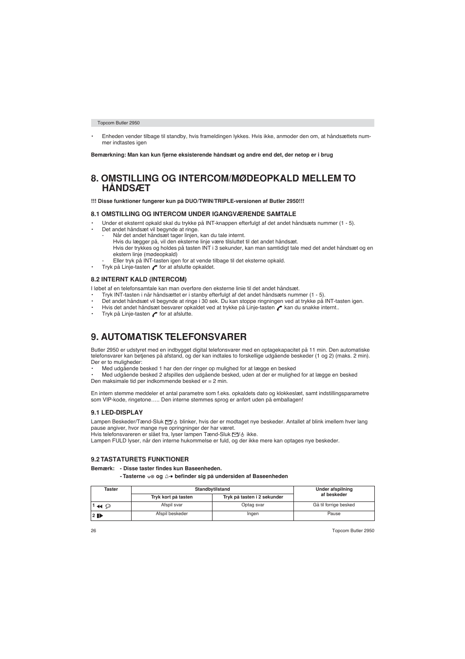 Automatisk telefonsvarer | Topcom BUTLER 2950 User Manual | Page 26 / 80