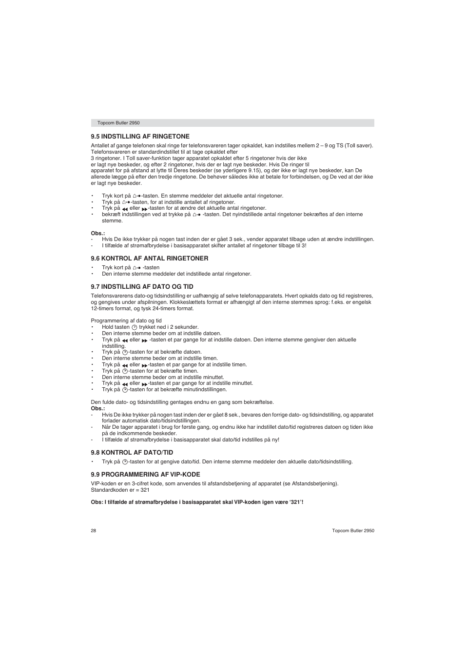 Topcom BUTLER 2950 User Manual | Page 28 / 80
