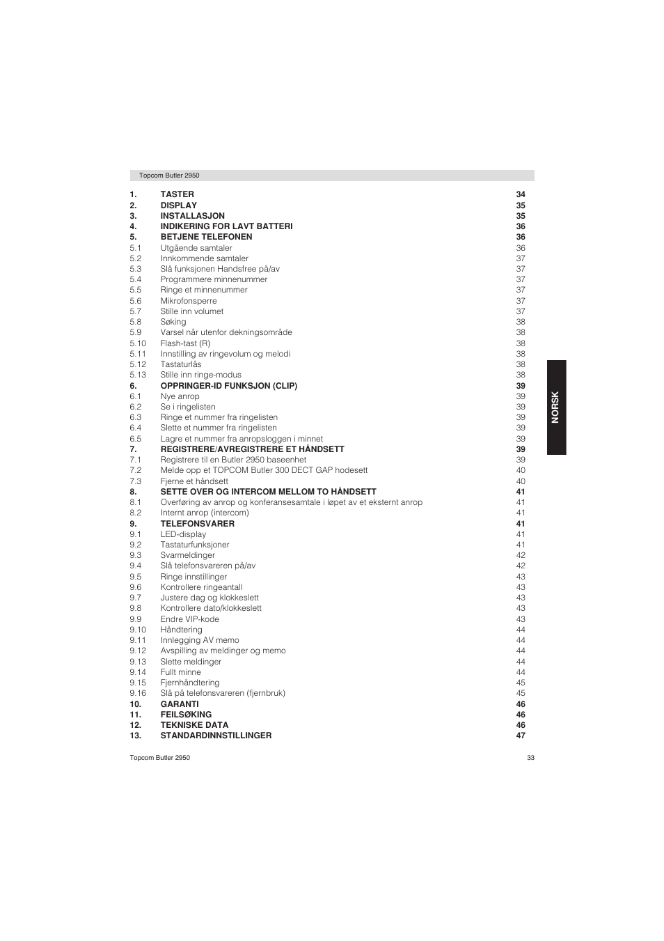 Topcom BUTLER 2950 User Manual | Page 33 / 80
