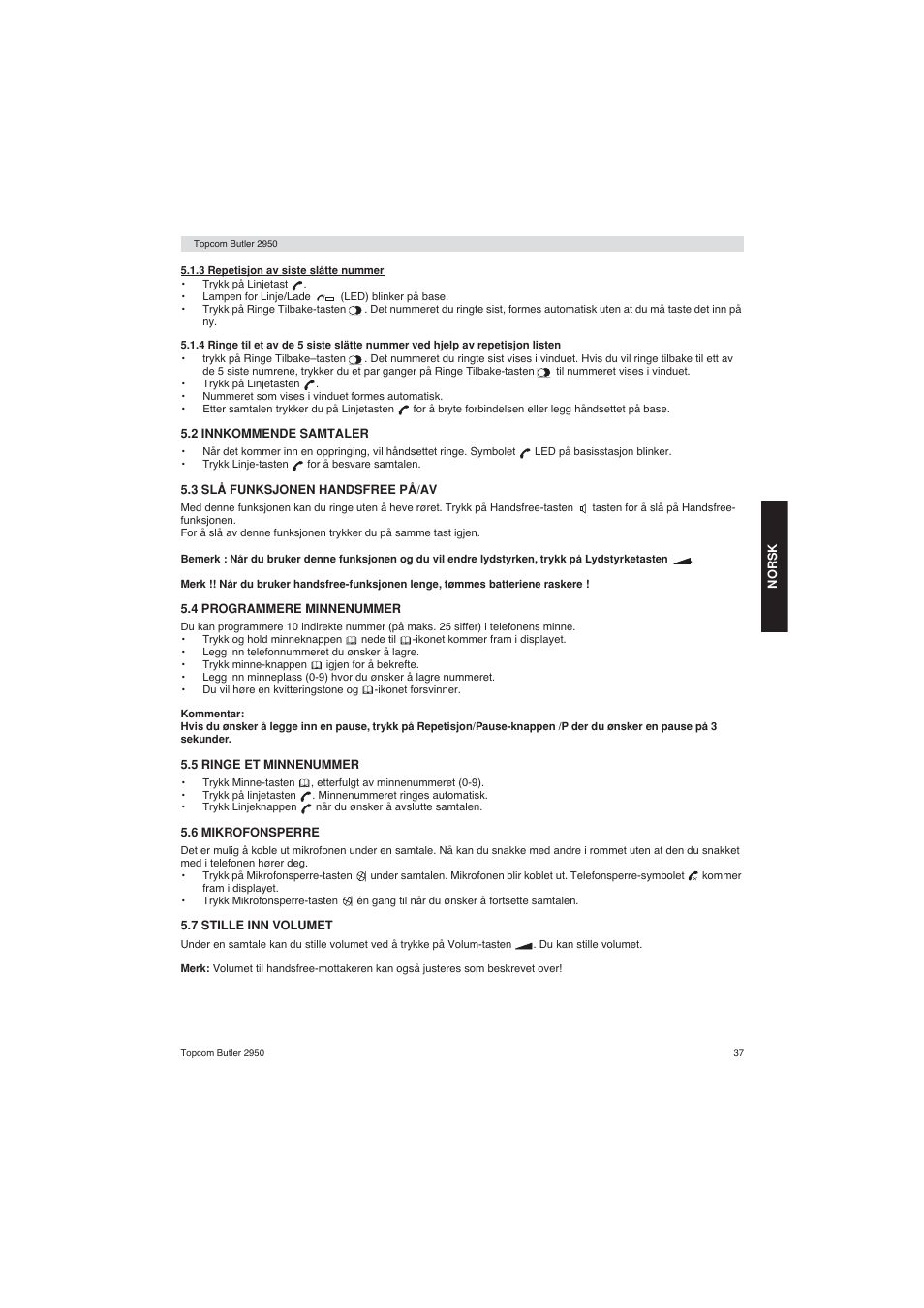 Topcom BUTLER 2950 User Manual | Page 37 / 80