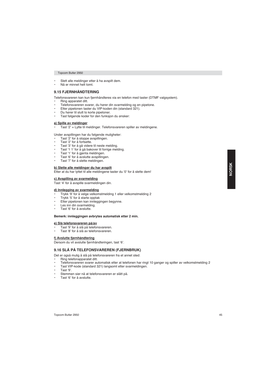 Topcom BUTLER 2950 User Manual | Page 45 / 80