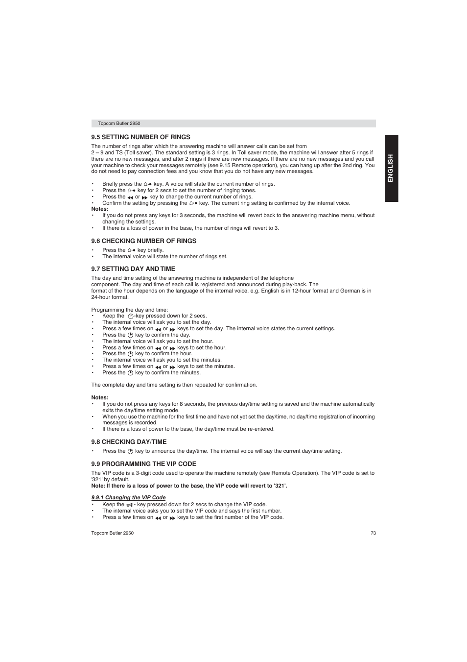 Topcom BUTLER 2950 User Manual | Page 73 / 80