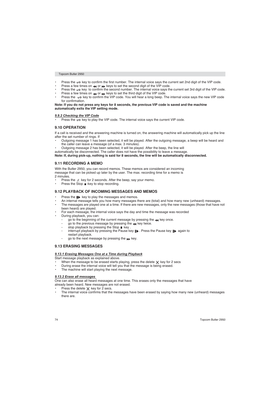 Topcom BUTLER 2950 User Manual | Page 74 / 80