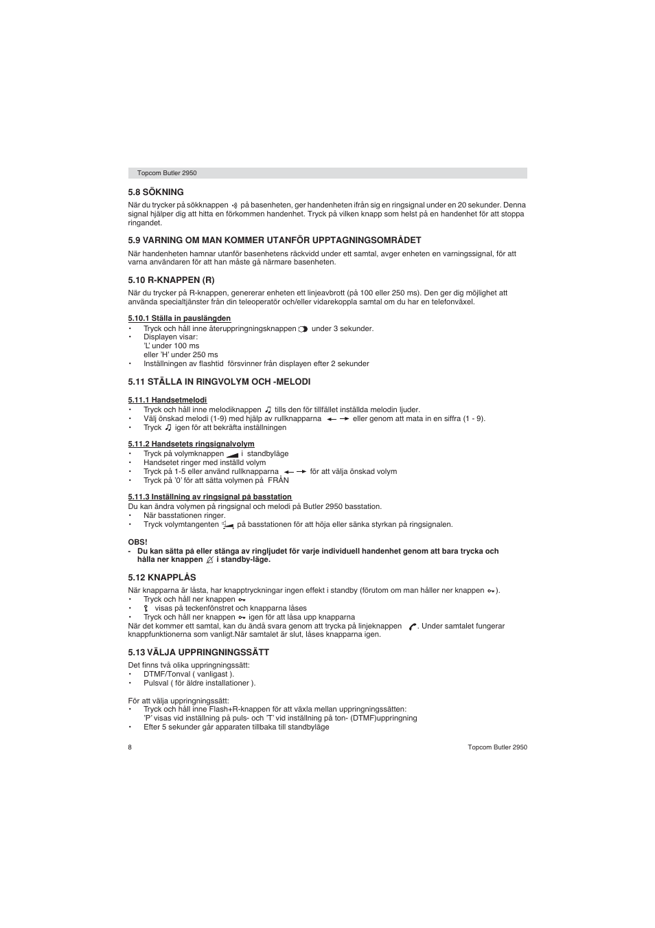 Topcom BUTLER 2950 User Manual | Page 8 / 80