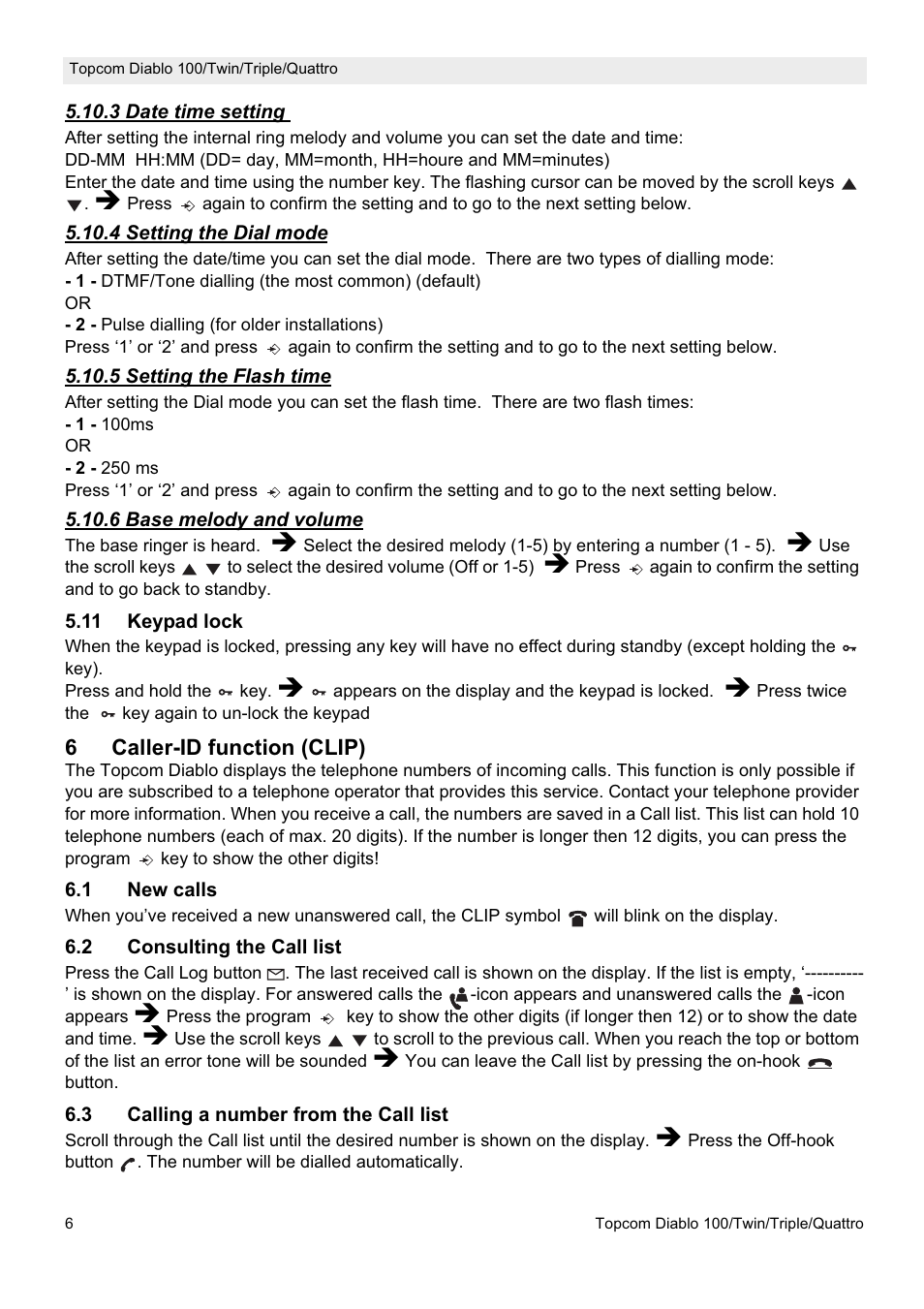 Topcom DIABLO 103 User Manual | Page 6 / 8