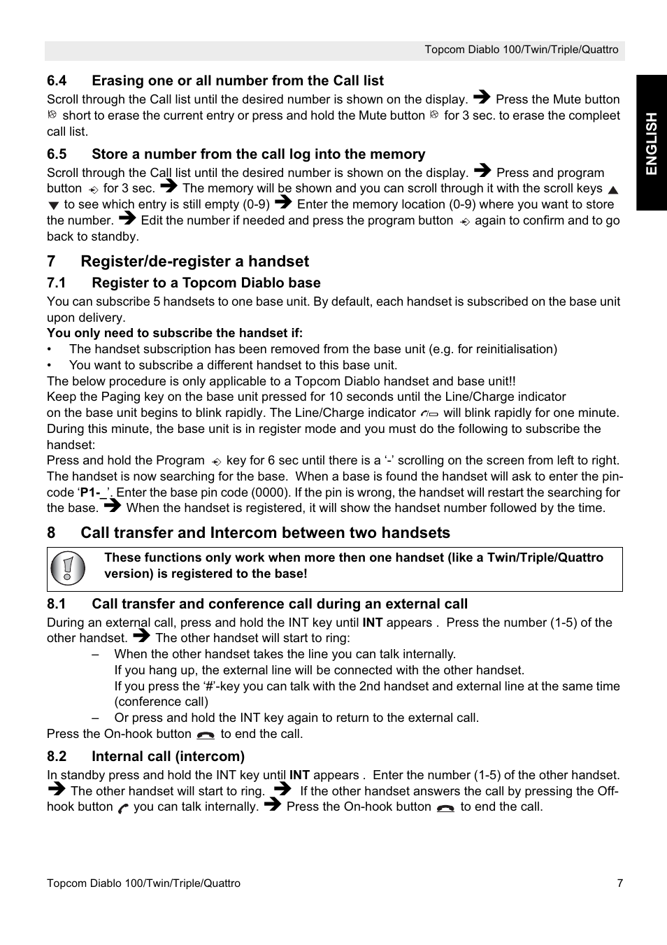 Topcom DIABLO 103 User Manual | Page 7 / 8