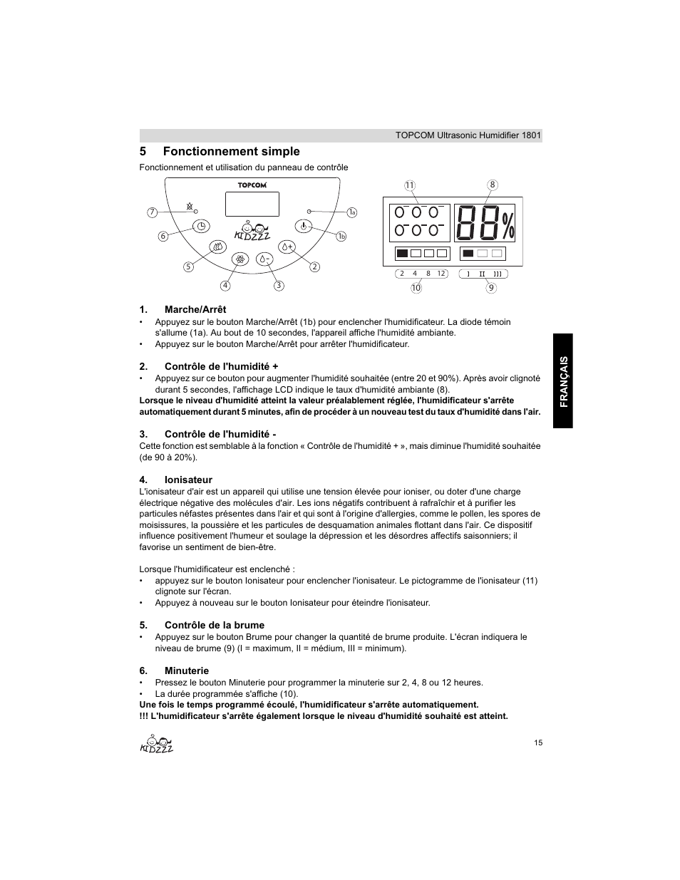 5fonctionnement simple | Topcom ULTRASONIC 1801 User Manual | Page 15 / 80