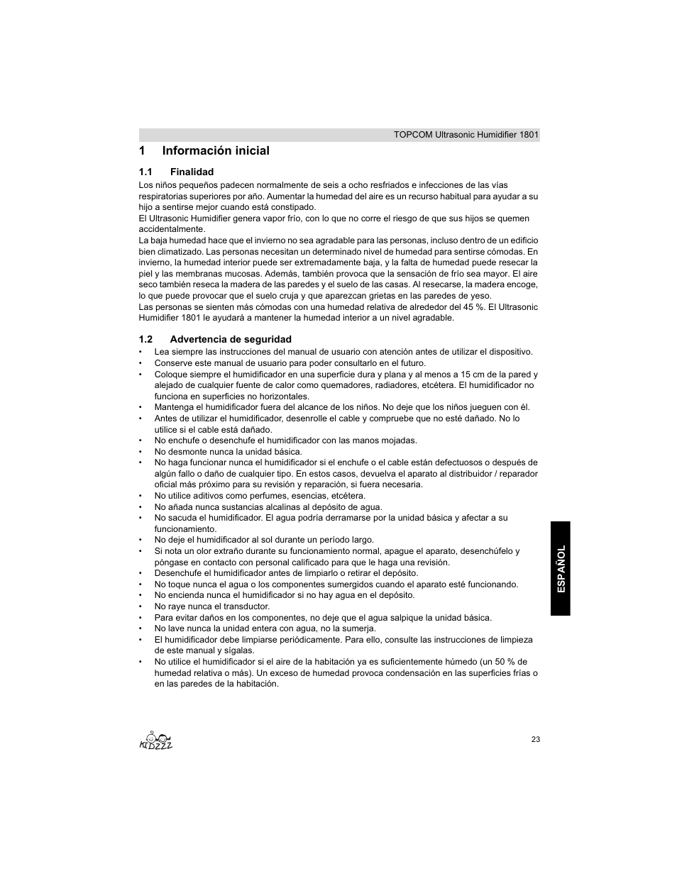 1información inicial | Topcom ULTRASONIC 1801 User Manual | Page 23 / 80