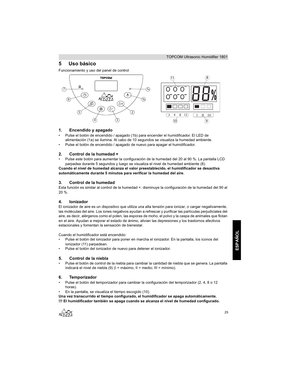 5uso básico | Topcom ULTRASONIC 1801 User Manual | Page 25 / 80