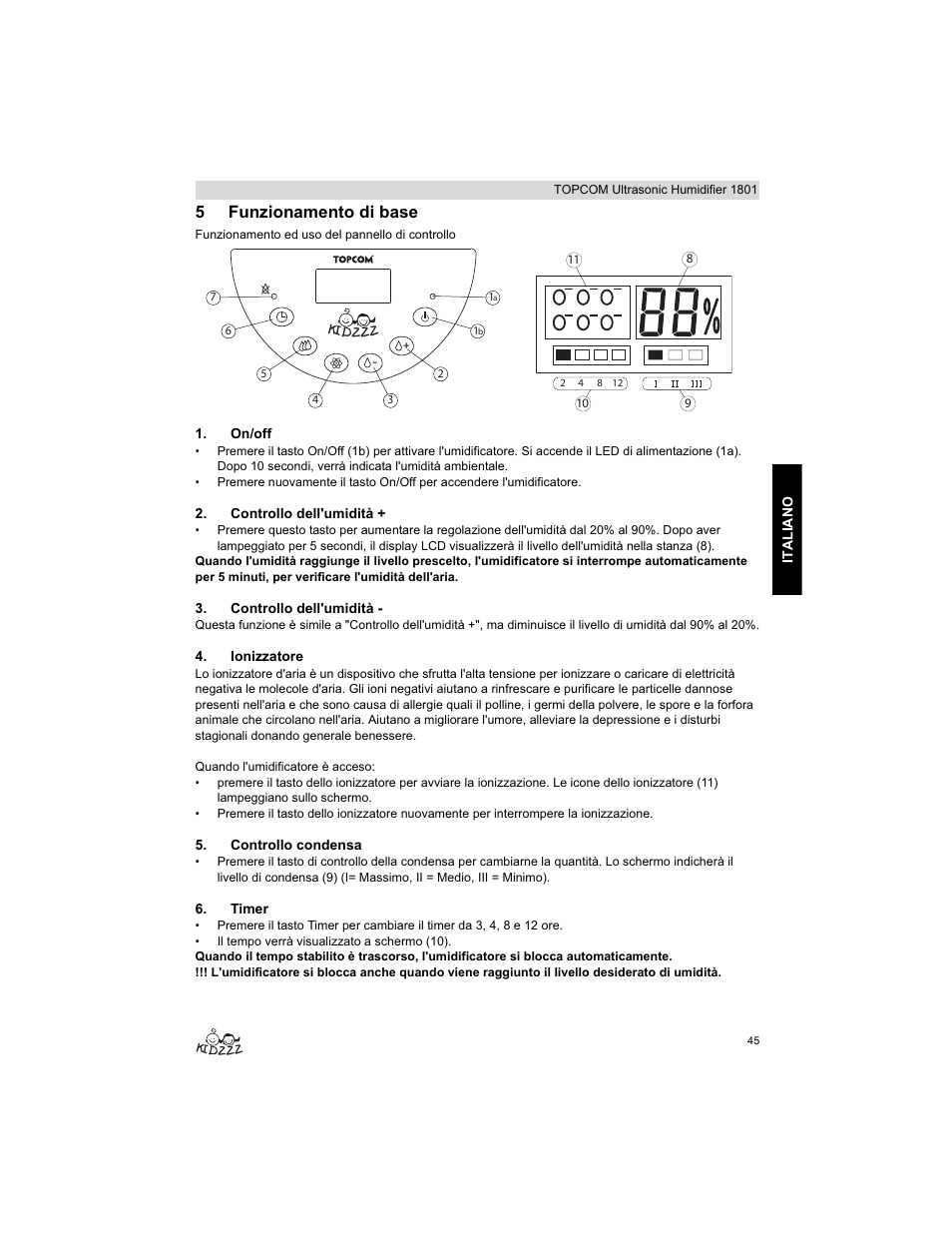 5funzionamento di base | Topcom ULTRASONIC 1801 User Manual | Page 45 / 80