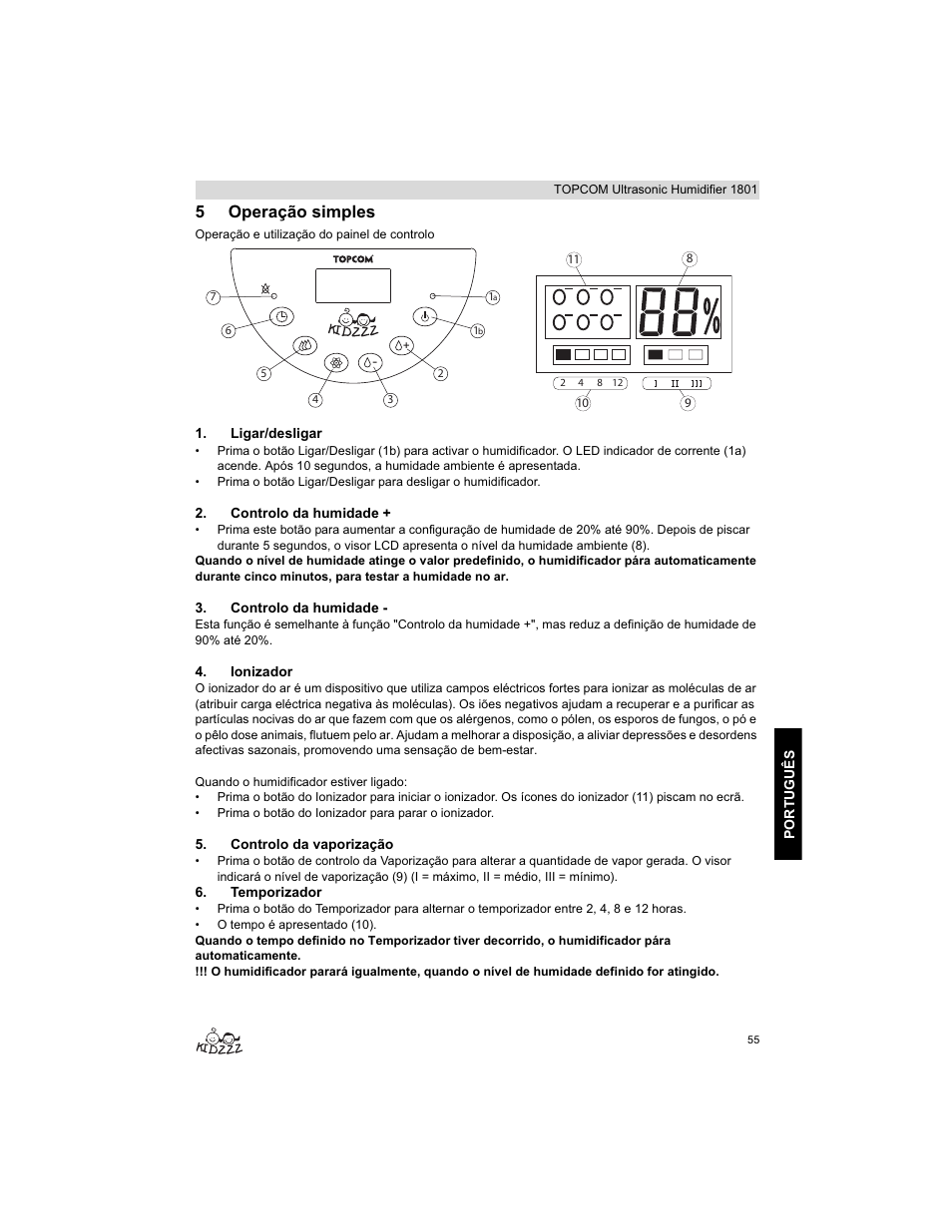 5operação simples | Topcom ULTRASONIC 1801 User Manual | Page 55 / 80