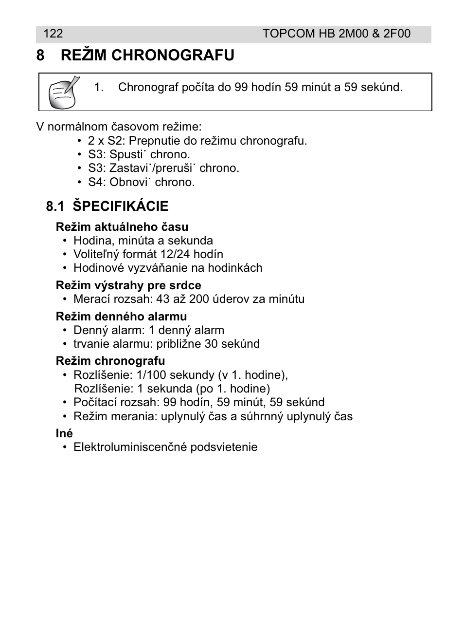 8režim chronografu | Topcom HB 2M00 User Manual | Page 122 / 128