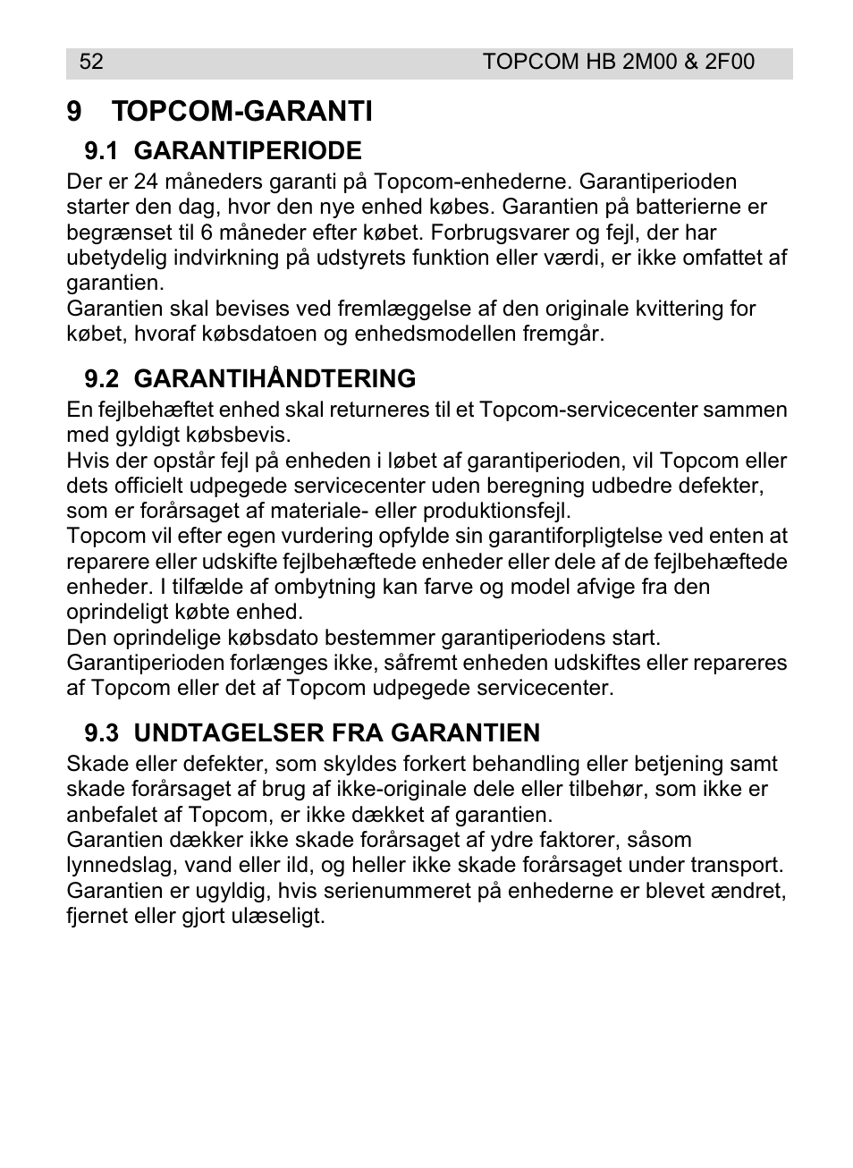 9topcom-garanti | Topcom HB 2M00 User Manual | Page 52 / 128