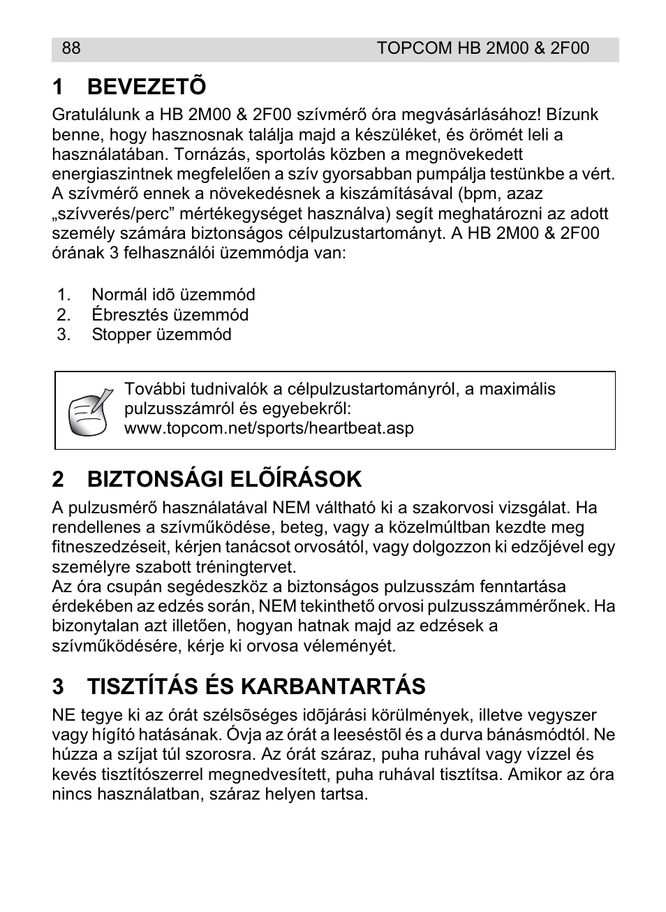 1bevezetõ, 2biztonsági elõírások, 3tisztítás és karbantartás | Topcom HB 2M00 User Manual | Page 88 / 128