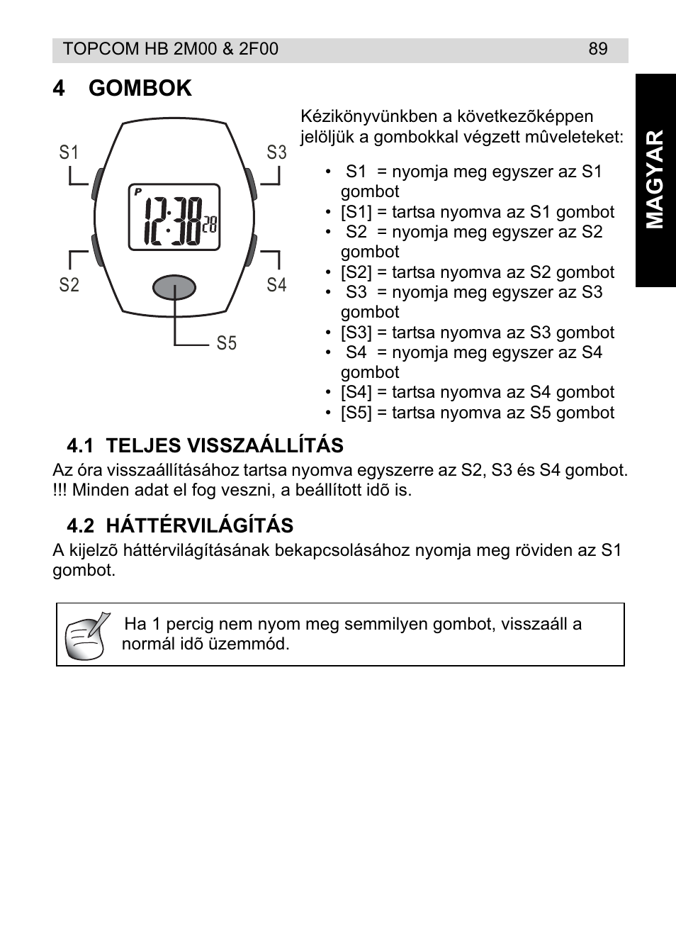 Ma gyar 4 gombok | Topcom HB 2M00 User Manual | Page 89 / 128