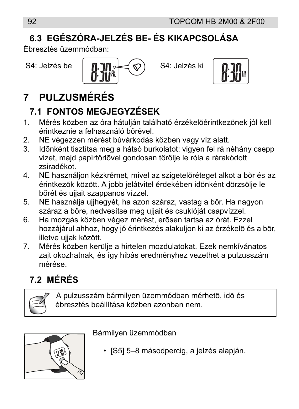 7pulzusmérés | Topcom HB 2M00 User Manual | Page 92 / 128