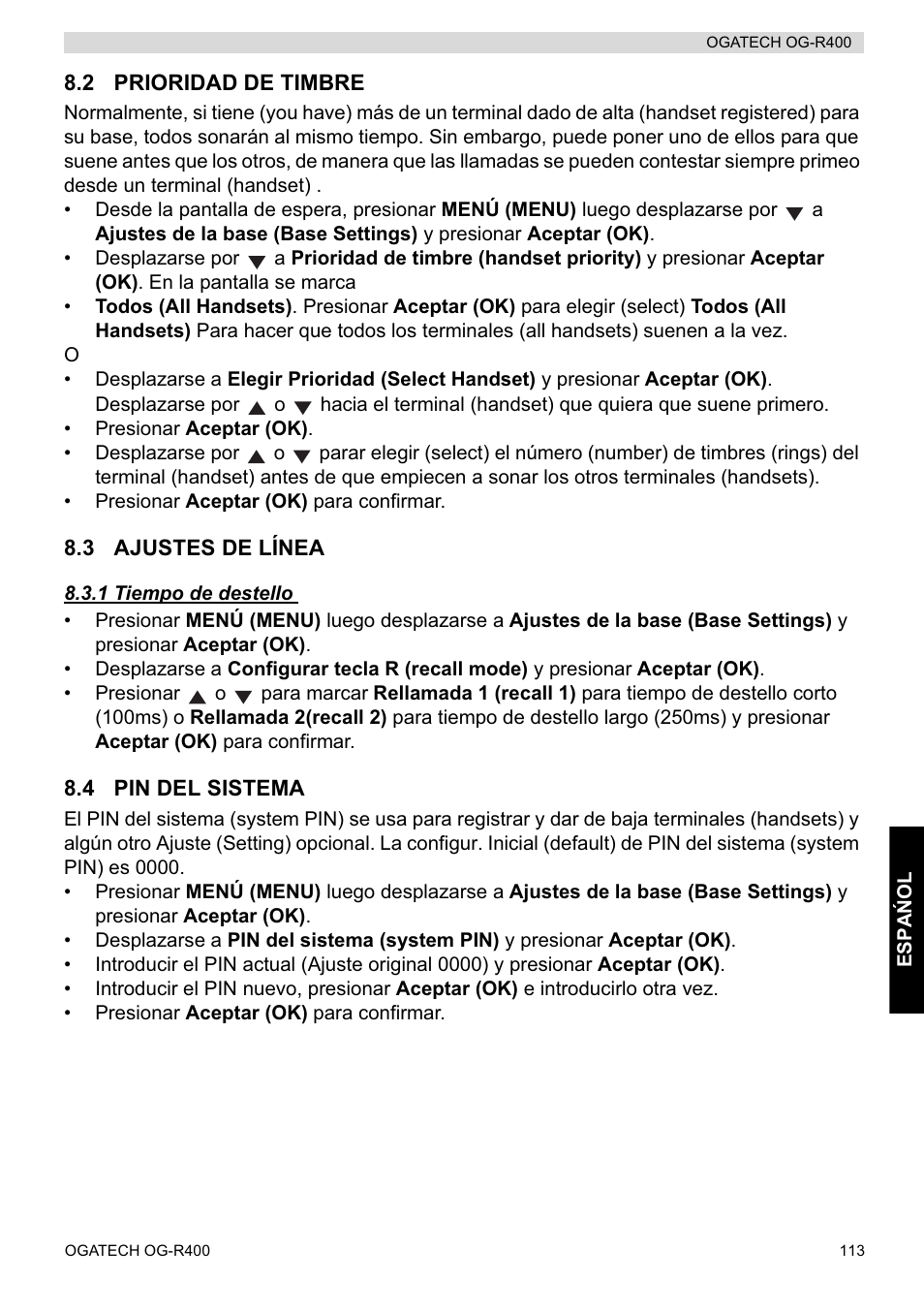 Topcom OGATECH OG-R400 User Manual | Page 113 / 128
