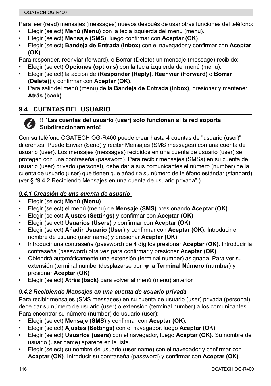 Topcom OGATECH OG-R400 User Manual | Page 116 / 128