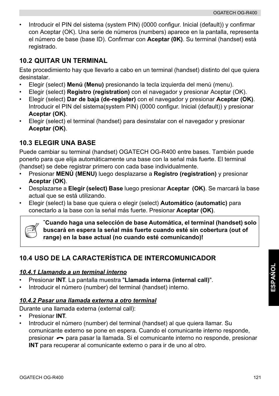 Topcom OGATECH OG-R400 User Manual | Page 121 / 128