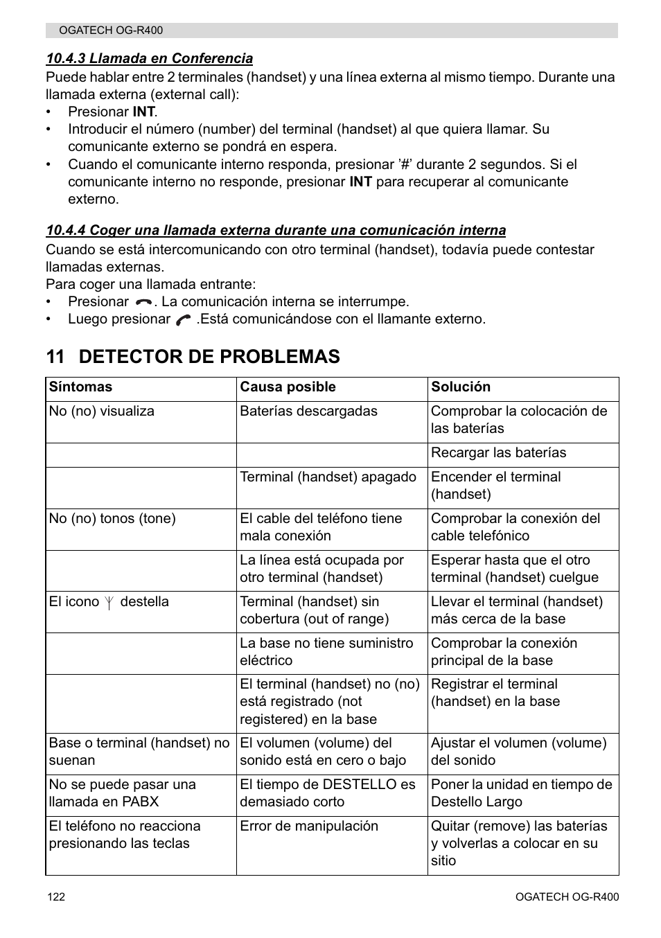 11 detector de problemas | Topcom OGATECH OG-R400 User Manual | Page 122 / 128
