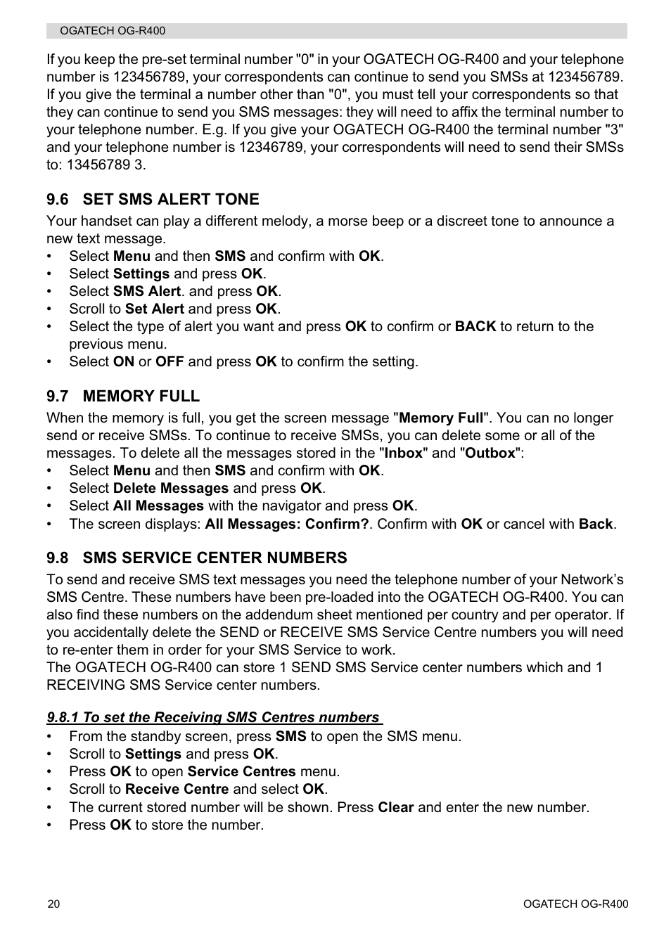 Topcom OGATECH OG-R400 User Manual | Page 20 / 128