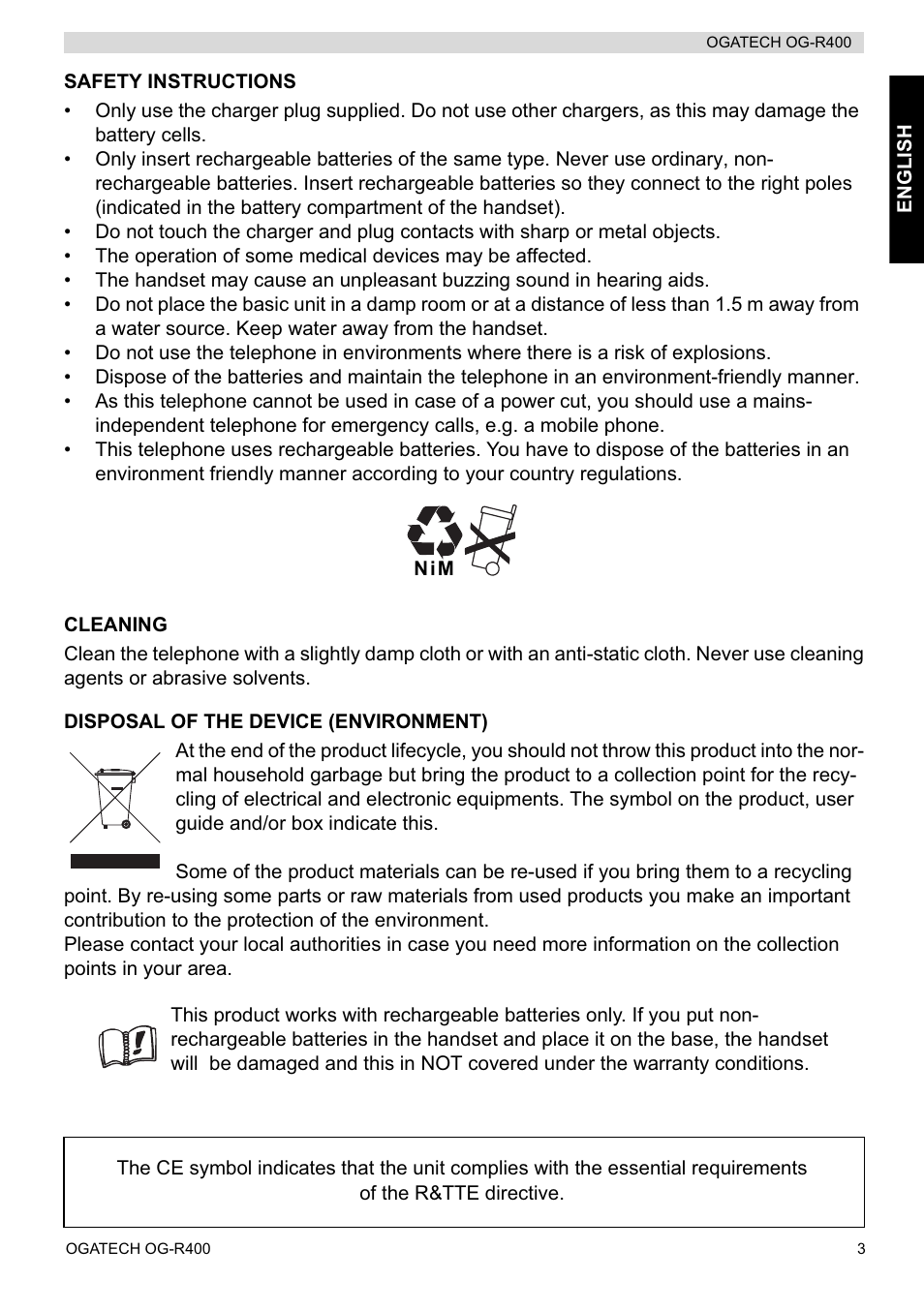 Topcom OGATECH OG-R400 User Manual | Page 3 / 128