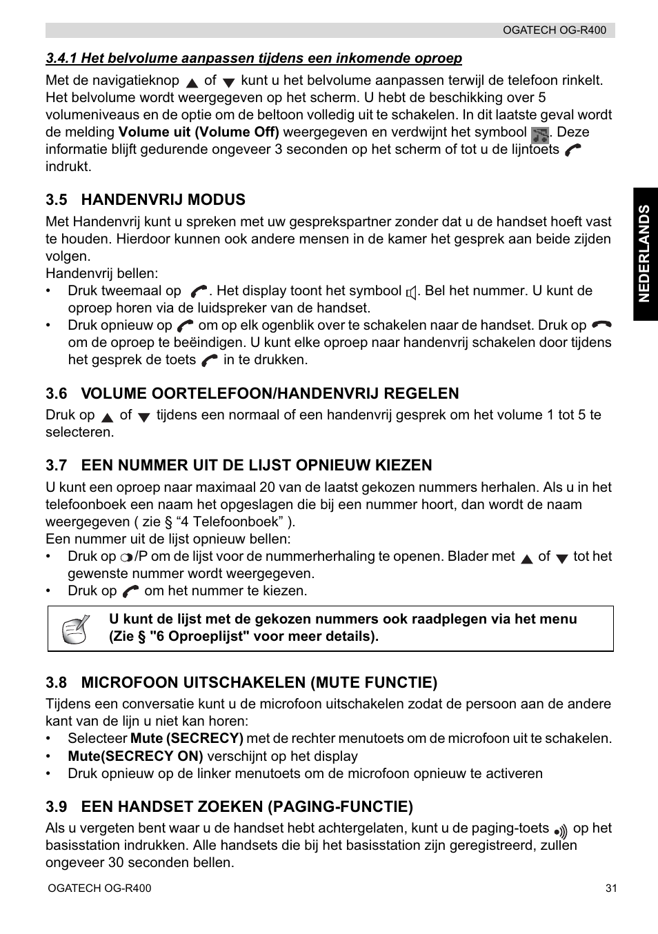 Topcom OGATECH OG-R400 User Manual | Page 31 / 128