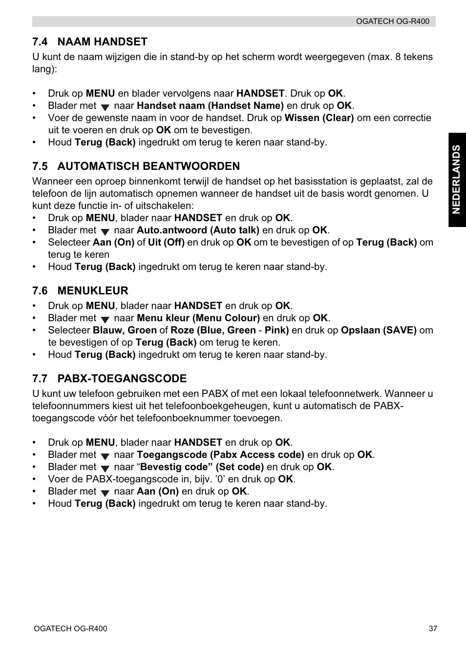 Topcom OGATECH OG-R400 User Manual | Page 37 / 128