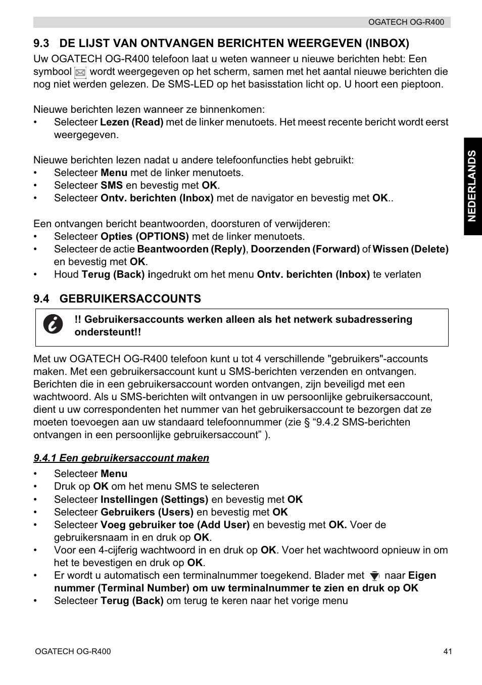 Topcom OGATECH OG-R400 User Manual | Page 41 / 128
