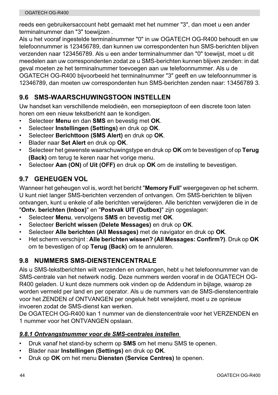 Topcom OGATECH OG-R400 User Manual | Page 44 / 128