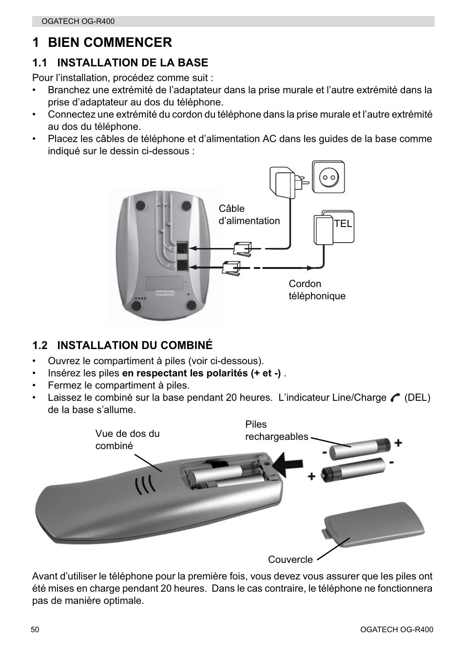 1 bien commencer | Topcom OGATECH OG-R400 User Manual | Page 50 / 128